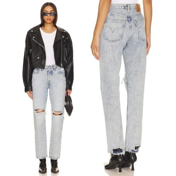 LEVI'S Premium 501 High Rise Straight Jean In Morning Joyride Size 26 - Picture 1 of 11